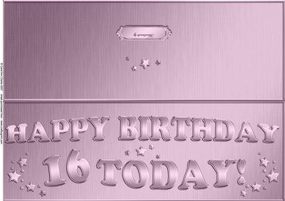 Large Dl 16th Birthday Quick Cut and Fold Card