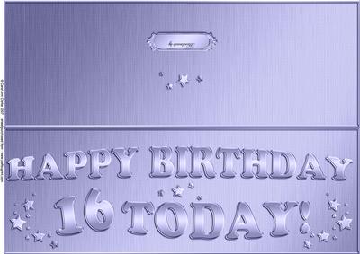 Large Dl 16th Birthday Quick Cut and Fold Card