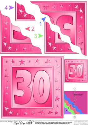 30th Bright Metallic Age Wavy Corner Side Stacker Topper