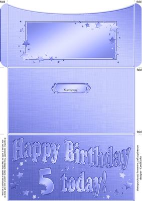 5th Birthday Metallic Age Money or Gift Wallet and Card