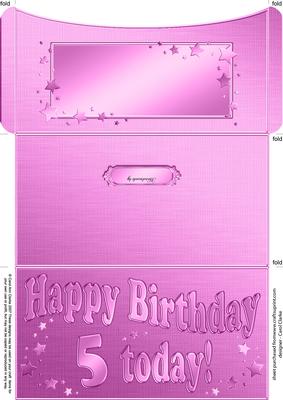 5th Birthday Metallic Age Money or Gift Wallet and Card