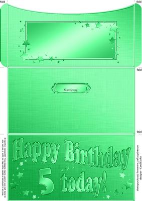 5th Birthday Metallic Age Money or Gift Wallet and Card
