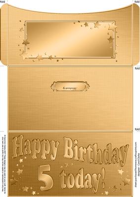 5th Birthday Metallic Age Money or Gift Wallet and Card