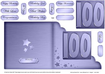 100th Metallic Age Cut and Fold Corner Card