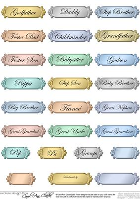 A 2nd Set of Male Metallic Relations Greetings Text Plates