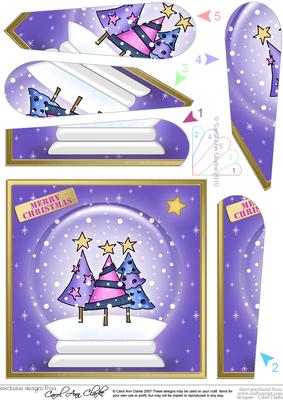Funky Xmas Trees Snowglobe Fan Pyramage Topper