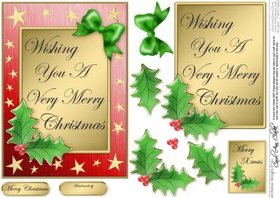 Elegant Christmas Greeting Quick Card with 3D Decoupage