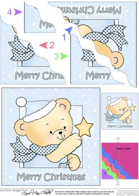 Cute Hunney Bear Robert has a Christmas Star - Wavy Corner side stacker Topper