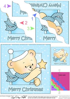 Cute Hunney Bear Robert has a Christmas Star - Wavy Corner side stacker Topper