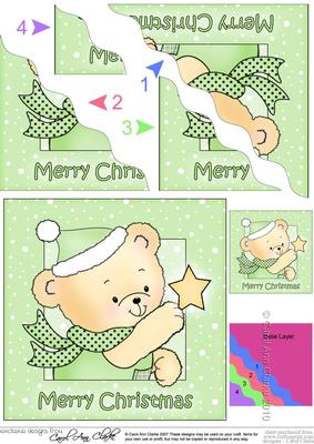 Cute Hunney Bear Robert has a Christmas Star - Wavy Corner side stacker Topper