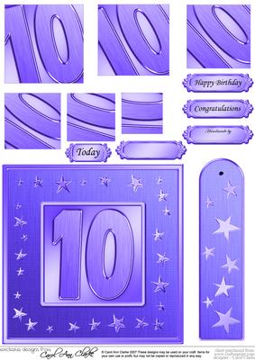 10th Bright Metallic Age Quick Card with Twisted Pyramage