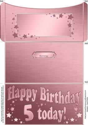5th Birthday Metallic Age Money or Gift Wallet and Card