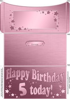 5th Birthday Metallic Age Money or Gift Wallet and Card