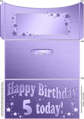 5th Birthday Metallic Age Money or Gift Wallet and Card