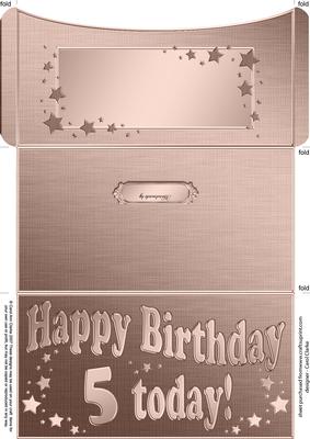 5th Birthday Metallic Age Money or Gift Wallet and Card