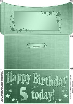 5th Birthday Metallic Age Money or Gift Wallet and Card