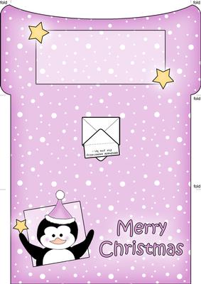 Xmas Penguin Money or Gift Wallet and Card