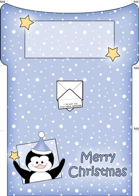 Xmas Penguin Money or Gift Wallet and Card