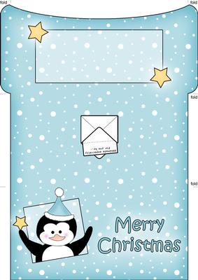 Xmas Penguin Money or Gift Wallet and Card