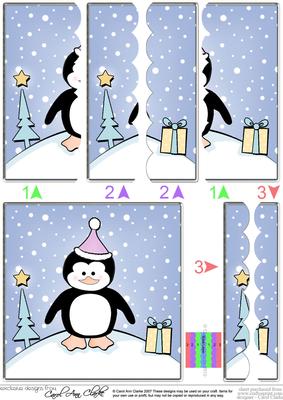 Cute Xmas Penguin Scallop Edge Side Stacker