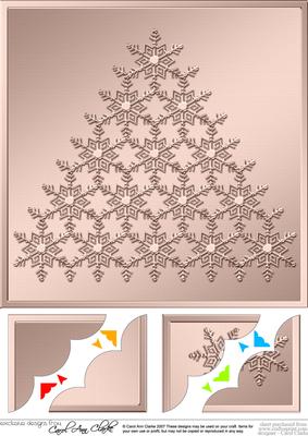 8 x 8 Xmas Snowflake Tree Scalloped Corner Topper