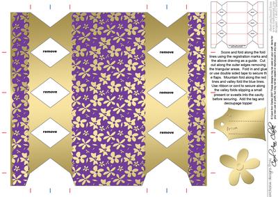 Gold Flowers Cracker Shaped Treat or Favour Box