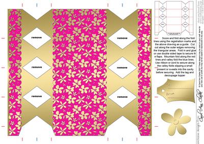 Gold Flowers Cracker Shaped Treat or Favour Box