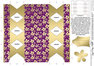 Gold Flowers Cracker Shaped Treat or Favour Box