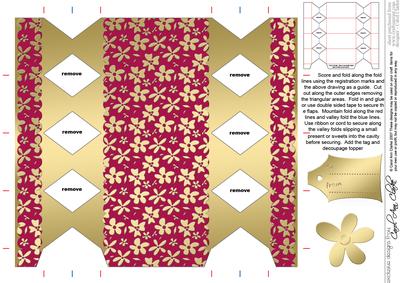 Gold Flowers Cracker Shaped Treat or Favour Box
