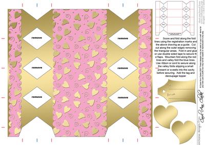 Gold Hearts Cracker Shaped Treat or Favour Box