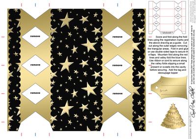 Gold Stars Cracker Shaped Treat or Favour Box