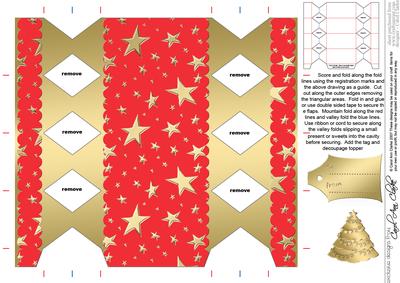 Gold Stars Cracker Shaped Treat or Favour Box