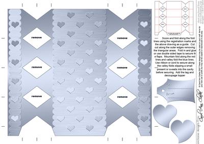 Metallic Hearts Cracker Shaped Treat or Favour Box