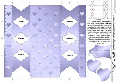 Metallic Hearts Cracker Shaped Treat or Favour Box