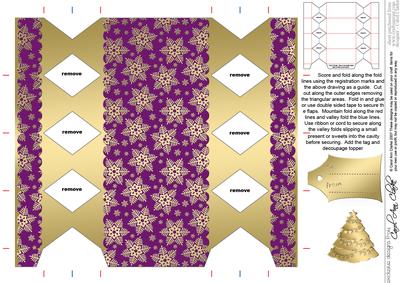 Gold Snowflakes Cracker Shaped Treat or Favour Box