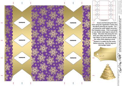 Gold Snowflakes Cracker Shaped Treat or Favour Box