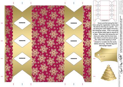 Gold Snowflakes Cracker Shaped Treat or Favour Box