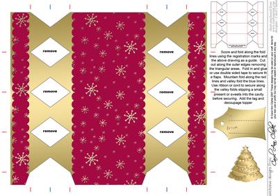 Gold Snowflakes Cracker Shaped Treat or Favour Box