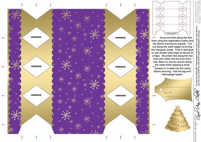Gold Snowflakes Cracker Shaped Treat or Favour Box