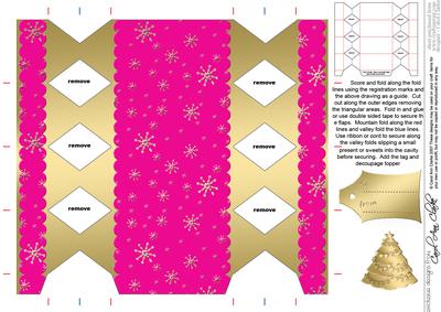 Gold Snowflakes Cracker Shaped Treat or Favour Box