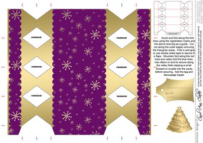 Gold Snowflakes Cracker Shaped Treat or Favour Box