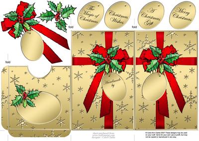 Elegant Christmas Holly Parcel Lottery Wallet Card