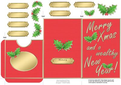 Elegant Christmas Holly Lottery Wallet Card
