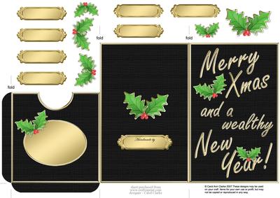 Elegant Christmas Holly Lottery Wallet Card