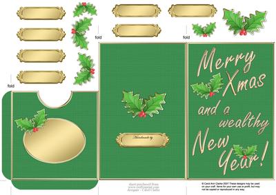 Elegant Christmas Holly Lottery Wallet Card