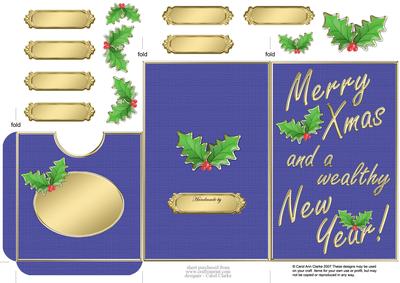 Elegant Christmas Holly Lottery Wallet Card