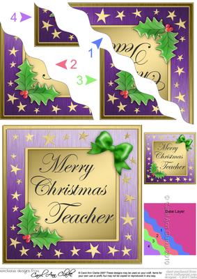 Teacher Christmas Wavy Corner Side Stacker Topper