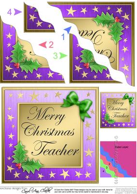 Teacher Christmas Wavy Corner Side Stacker Topper