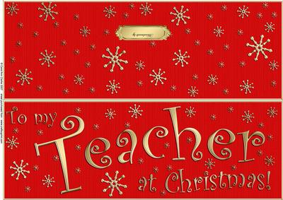 Large Dl to My Teacher Christmas Quick Cut and Fold Card