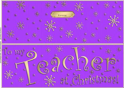 Large Dl to My Teacher Christmas Quick Cut and Fold Card